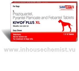 Kiwof Plus XL for Large Dogs (Praziquantel, Pyrantel Pamoate & Febantel 175mg/504mg/525mg)) 10 Chewable Tablets/Pack