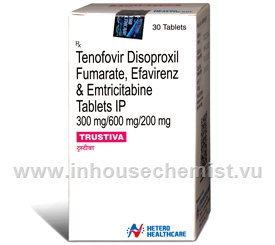 Trustiva 30 Tablets / pack (Tenofovir Disoproxil Fumarate 300mg/Emtricitabine 200mg/Efavirenz 600mg)