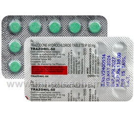 Trazonil-50 (Trazodone 50mg) 15 Tablets/ Strip